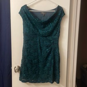 Emerald green, sequin, mini dress